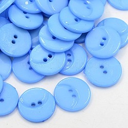 Acrylic Sewing Buttons for Costume Design, Plastic Shirt Buttons, 2-Hole, Dyed, Flat Round with Moon Pattern, Cornflower Blue, 17x1.5mm, Hole: 1mm(BUTT-E093-B-03)