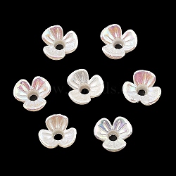Acrylic Bead Caps, UV Plating, 3-Petal Flower, WhiteSmoke, 6.5x6.5x3mm, Hole: 1.2mm(OACR-G023-03)