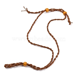 Adjustable Braided Waxed Cord Macrame Pouch Necklace Making, Interchangeable Stone, with Wood Beads , Camel, 30.31~36.22 inch(770~920mm)(NJEW-I243-A01)