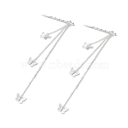 Iron Hair Bobby Pins, with Butterfly Brass Filigree Pendants & Cable Chains for Woman Girls, Silver, 175mm, 2pcs/set(PHAR-JH00087)