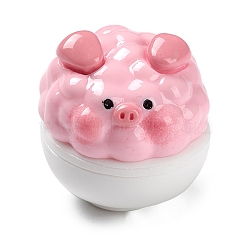 Opaque Resin Cute Pig Imitation Food Decoden Cabochons, White, 23.5x22mm(CRES-M016-01C)