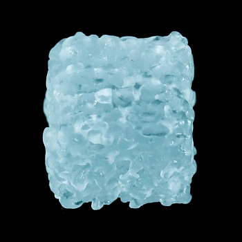 Luminous Resin Cabochons, Cube Candy, Glow in Dark, Light Blue, 13x13x11.5mm