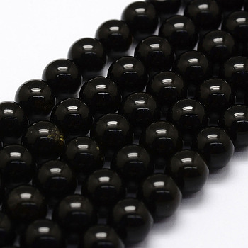 Natural Obsidian Beads Strands, Round, 10mm, Hole: 1.2mm, about 42pcs/strand, 16 inch