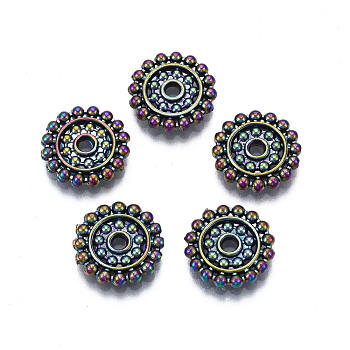 Rack Plating Rainbow Color Alloy Beads, Cadmium Free & Nickel Free & Lead Free, Tyre, 12.5x2mm, Hole: 1.6mm