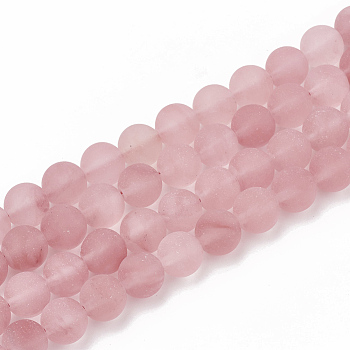 Cherry Quartz Glass Beads Strands, Frosted, Round, 8mm, Hole: 1mm, about 47pcs/strand, 15.5 inch