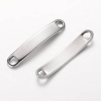 Rectangle 304 Stainless Steel Links connectors, Stainless Steel Color, 35x6x1.5mm, Hole: 3x3mm
