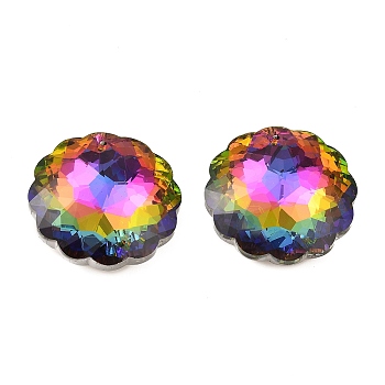 Electroplate Glass Charms, Faceted, for Chandelier Crystal Hanging Pendants, Flat Round, Colorful, 44.5x44x18mm, Hole: 1.8mm