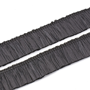 Paper Tassel Fringe Trimming, Black, 27~29mm, about 25m/bag