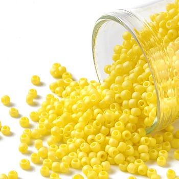 TOHO Round Seed Beads, Japanese Seed Beads, (402F) Yellow Opaque Rainbow Matte, 11/0, 2.2mm, Hole: 0.8mm, about 1110pcs/10g