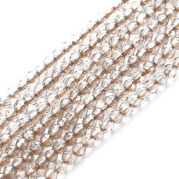 Electroplated Glass Beads Strands, Pearl Luster Plated, Faceted, Rondelle, Light Grey, 2mm, Hole: 0.5mm, about 192~194pcs/strand, 12.99~13.39 inches(33~34cm)