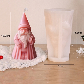 3D Christmas Santa Claus DIY Silicone Candle Molds, Aromatherapy Candle Moulds, Scented Candle Making Molds, White, 7.8x13.2cm