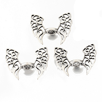Tibetan Style Alloy Beads, Cadmium Free & Lead Free, Butterfly Wing Spacer Beads, Antique Silver, 36x43.5x9.5mm, Hole: 2mm