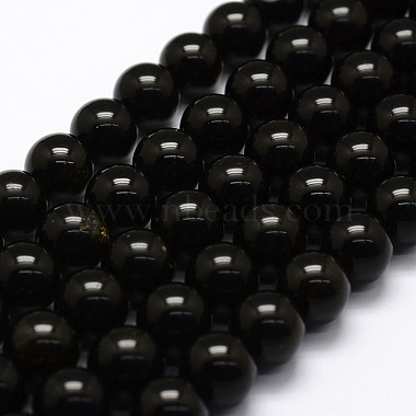 10mm Black Round Obsidian Beads