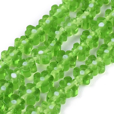 Green Flower Millefiori Lampwork Beads