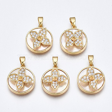 Real 18K Gold Plated White Flat Round Shell Pendants