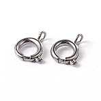 Tarnish Resistant 304 Stainless Steel Smooth Surface Spring Ring Clasps, Stainless Steel Color, 11x8x2mm, Hole: 2mm(STAS-D149-03)