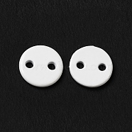 Spray Painted 201 Stainless Steel Connector Charms, Flat Round, White, 6x1mm, Hole: 1mm(STAS-I672-07A)