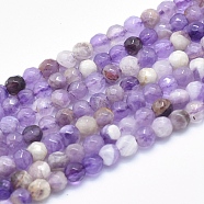 Natural Chevron Amethyst Beads Strands, Faceted, Round, 4mm, Hole: 0.8mm, about 103pcs/strand, 15.7 inch(G-K256-52-4mm)