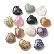 Natural Mixed Gemstone Healing Stones, Heart Love Stones, Pocket Palm Stones for Reiki Ealancing, 24~25x28x10~11mm(G-K354-09)