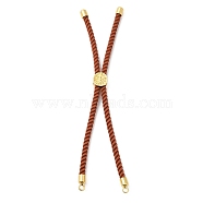 Twisted Nylon Cord Silder Bracelets, Link Bracelet Making for Connector Charm, with Long-Lasting Plated Golden Brass Cord End & Alloy Tree of Life, Sienna, 8-3/4~8-7/8 inch(22.2~22.6cm), Hole: 2mm(DIY-B066-03G-01)