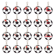 Football Theme Printed Acrylic & Alloy Enamel Pendant Keychain, with Alloy Swivel Clasps, Soccer Player/Clothes, Mixed Color, 9.1cm, 4 style, 5pcs/style, 20pcs/set(KEYC-AB00046)