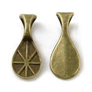 Alloy Glue-on Flat Pad Bails, Teardrop Pendant Bails, Antique Bronze, 16x7x1~4mm, Hole: 4.5x3mm(PALLOY-K005-04AB)
