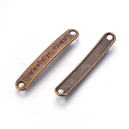 Tibetan Style Rectangle Carved Word Time is What You Make of It Message Links connectors, Lead Free & Nickel Free, Antique Bronze, 44.5x6x2mm, Hole: 3mm(X-PALLOY-2746-AB-FF)