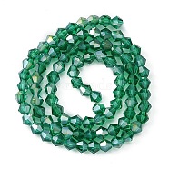 Transparent Glass Beads, AB Color Plated, Faceted Bicone, Light Sea Green, 4x4mm, Hole: 1mm, about 92~96pcs/strand, 13.78~14.37 inch(EGLA-YW0001-51A)