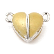 Heart Alloy Enamel Magnetic Clasps, for Couple Jewelry Bracelets Pendants Necklaces Making, Platinum, Pale Goldenrod, 10x15x7mm, Hole: 1.4mm(ENAM-G220-01B)