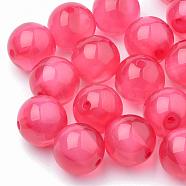 Resin Beads, with Glitter Powder Inside, Round, Cerise, 12mm, Hole: 2mm(RESI-Q160-12mm-4)