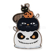 Halloween Theme Double Sided Printed Acrylic Big Pendants, Cat Shape, 55x33x3mm, Hole: 2mm(OACR-Z023-02E)