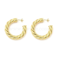 Brass Hoop Earrings, Long-Lasting Plated, Lead Free & Cadmium Free, Twist, Real 18K Gold Plated, 41x7.5mm(EJEW-M260-06G-A)