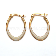 Oval 304 Stainless Steel Enamel Hoop Earrings, Golden, 30x20x2mm, Pin: 1x0.8mm(EJEW-L139-12G)
