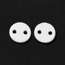 Spray Painted 201 Stainless Steel Connector Charms, Flat Round, White, 6x1mm, Hole: 1mm(STAS-I672-07A)