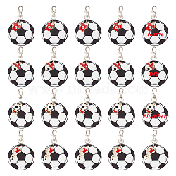 Football Theme Printed Acrylic & Alloy Enamel Pendant Keychain, with Alloy Swivel Clasps, Soccer Player/Clothes, Mixed Color, 9.1cm, 4 style, 5pcs/style, 20pcs/set(KEYC-AB00046)