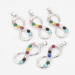 Chakra Jewelry,Alloy Gemstone Pendants, Infinity, Platinum, 41.5x16x5mm, Hole: 6x3mm(G-S292-06)