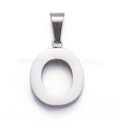 304 Stainless Steel Letter Pendants, Manual Polishing, Alphabet, Stainless Steel Color, Letter.O, 18.5x14.5x3.5mm, Hole: 7x3.5mm(STAS-H127-O-P)