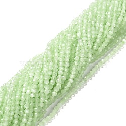 Cat Eye Beads Strands, Round, Faceted, Pale Green, 3mm, Hole: 0.2mm, 14.17 inch(36cm), 122pcs/strand(CE-I005-B8)