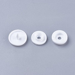 Resin Snap Fasteners, Raincoat Buttons, Flat Round, White, Cap: 12x6.5mm, Pin: 2mm, Stud: 10.5x3.5mm, Hole: 2mm, Socket: 10.5x3mm, Hole: 2mm(SNAP-A057-001M)