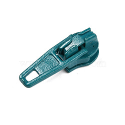 Spray Painted Alloy Replacement Zipper Sliders, for Luggage Suitcase Backpack Jacket Bags Coat, Teal, 20x7mm, Pull Tab: 16x6x1mm, Slider: 9.5x7x7mm(PALLOY-WH0067-97B)