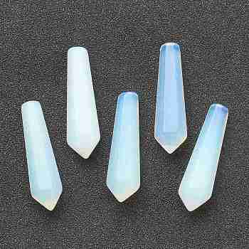 Opalite Pointed Beads, Bullet, Undrilled/No Hole Beads, Faceted, for Wire Wrapped Pendants Making, 29~33x7.5~8.5mm
