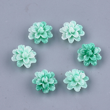 Synthetic Coral Beads, Dyed, Flower, Light Sea Green, 17.5x18x10mm, Hole: 1.5mm