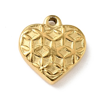 Vacuum Plating 201 Stainless Steel Machine Polishing Charms, Heart, Golden, 12.5x12x3mm, Hole: 1.2mm