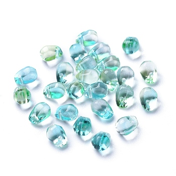 Transparent Glass Charms, Dyed & Heated, Faceted, Teardrop, Turquoise, 6x5.5x6.5mm, Hole: 0.8mm