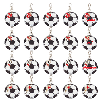 Football Theme Printed Acrylic & Alloy Enamel Pendant Keychain, with Alloy Swivel Clasps, Soccer Player/Clothes, Mixed Color, 9.1cm, 4 style, 5pcs/style, 20pcs/set