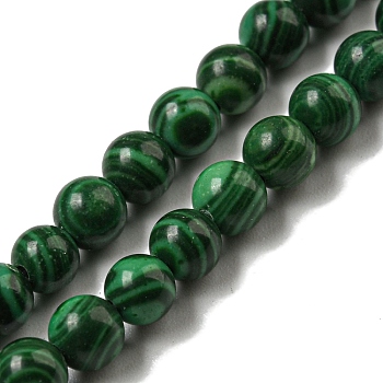 Synthetic Malachite Beads Strands, Round, 4mm, Hole: 0.5mm, about 94pcs/strand, 15.24''(38.7cm)