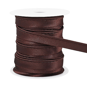25M Flat Satin Piping Ribbon, Cotton Ribbon for Cheongsam, Clothing Decoration, Brown, 1/2 inch(11.5mm), about 27.34 Yards(25m)/Roll