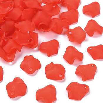 Transparent Acrylic Beads, Frosted, Petal, Red, 15x14.5x5mm, Hole: 2mm, about 1700pcs/500g