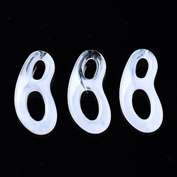 Transparent Acrylic Links Connectors, Two-Tone, Twist Oval, Clear, 35x16.5x6mm, about 350pcs/500g