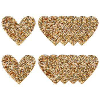 TPU Iron on/Sew on Clothing Patches, Beading Appliques, Heart/Star, Gold, 69~70x78x2.5mm